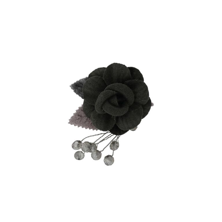 JEWELRY - BROOCH HANDMADE - METAL AND TEXTILE - ROSE В290 - 3.7x4.7cm NICKEL-GREEN MILITARY-ROSE DUST - PACKAGE 6pcs.