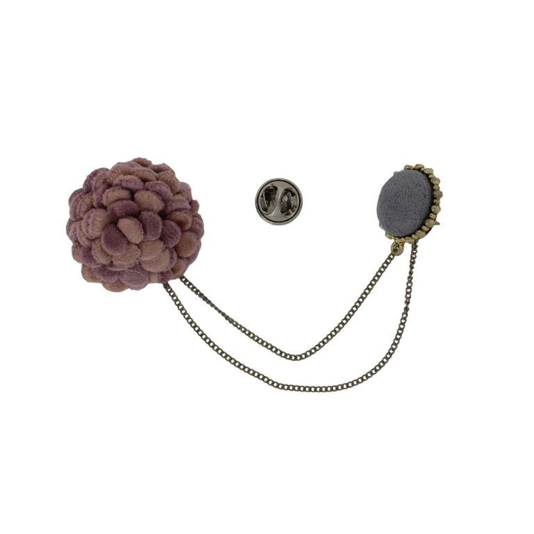 JEWELRY - BROOCH HANDMADE - METAL AND TEXTILE - FLOWER В254 - 3.3x3.3cm NICKEL-GOLD-ROSE DUST - 1pc.