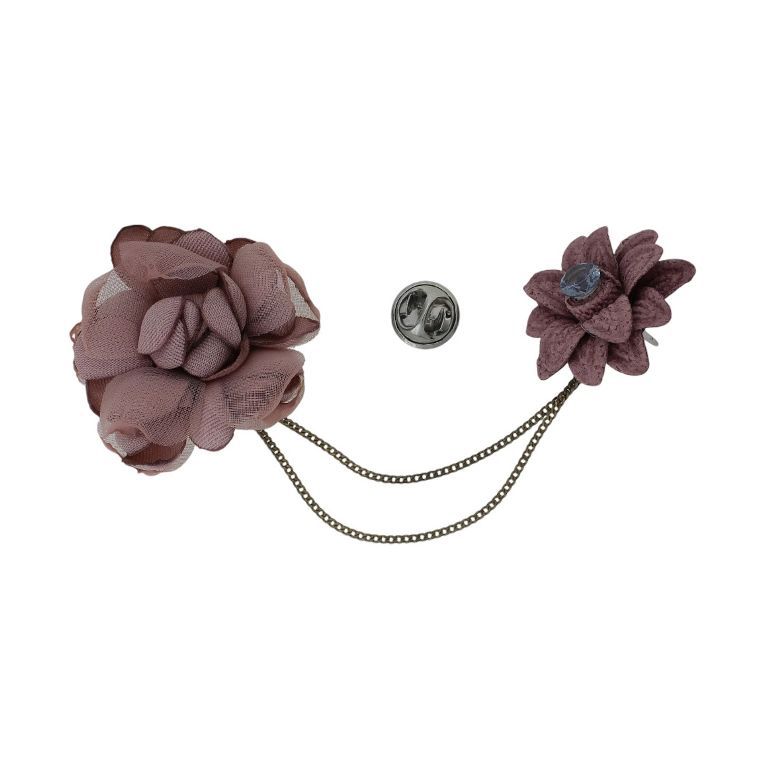 JEWELRY - BROOCH HANDMADE - METAL AND TEXTILE - FLOWERS В291 - 4.0x4.0cm NICKEL-GOLD-ROSE DUST - PACKAGE 6pcs.