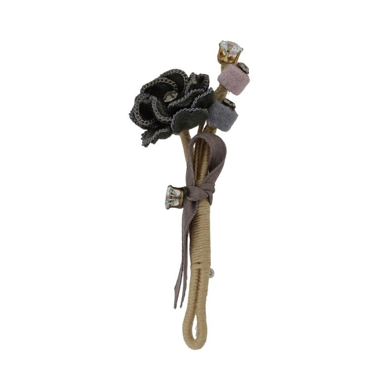 JEWELRY - BROOCH HANDMADE - ZIRCON - ROSES В247 - 5.1x9.4cm NICKEL-BROWN (LIGHT)-BEIGE - PACKAGE 6pcs.