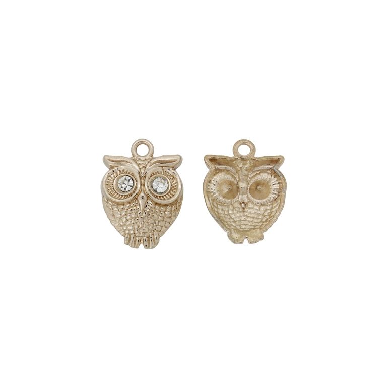 МЕТАЛНИ МЪНИСТА С КРИСТАЛИ - ВИСУЛКА - БУХАЛ 02 - 18х24х4мм ЗЛАТИСТО-БЯЛО - ПАКЕТ 30 бр. Отвор-2.4мм