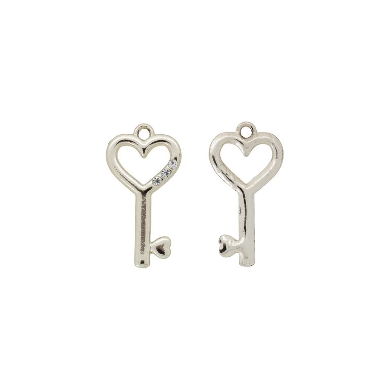 МЕТАЛНИ МЪНИСТА С КРИСТАЛИ - ВИСУЛКА - КЛЮЧ 02 - 16х30х2мм ЗЛАТИСТО-БЯЛО - ПАКЕТ 20 бр. Отвор-2.0мм