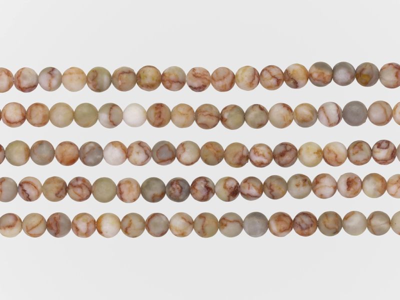 NATURAL STONE BEADS - JASPER RED ZEBRA - 6mm - PACKAGE (5x64pcs.) Hole-1.0mm