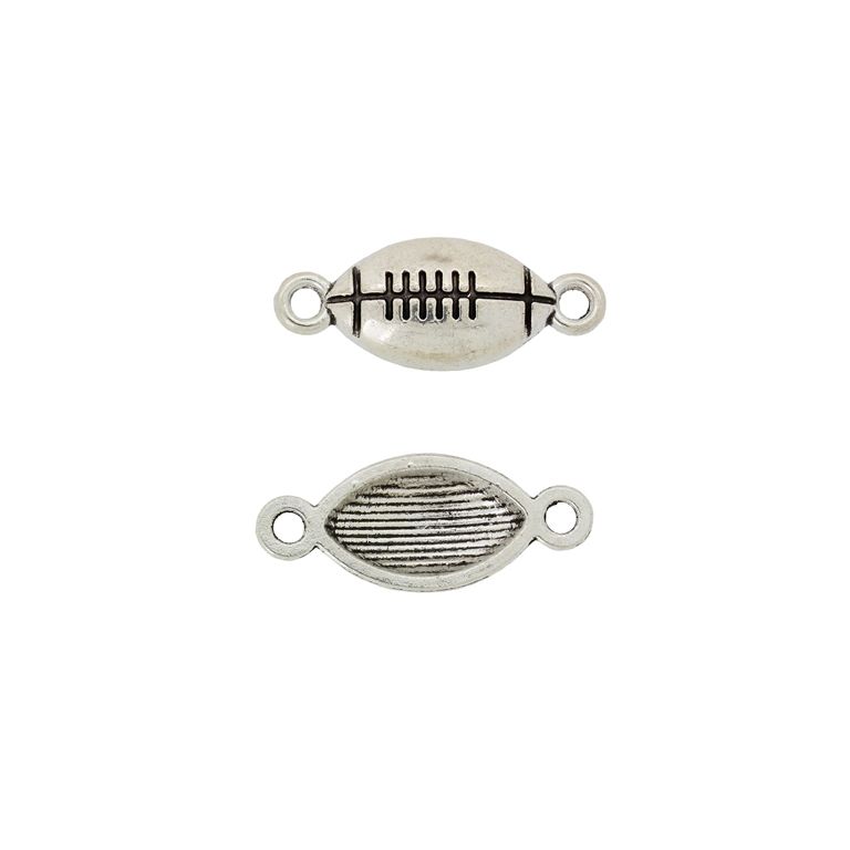 METAL BEADS - CONNECTING ELEMENT - 2 RINGS - AMERICAN FOOTBALL BALL 01 - 23x9x4mm NICKEL - PACKAGE 60pcs. Hole-1.8mm