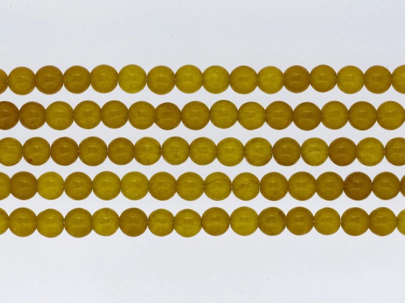 NATURAL STONE BEADS - QUARTZ YELLOW - 8mm - PACKAGE (5x48pcs.) Hole-1.6mm