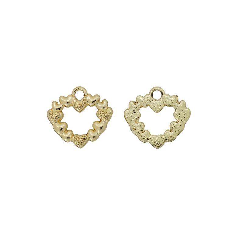 МЕТАЛНИ МЪНИСТА С ГЛАНЦ - ВИСУЛКА - СЪРЦЕ 27 - 22х20х3мм ЗЛАТИСТО - ПАКЕТ 100гр. 43 бр. Отвор-3.0мм