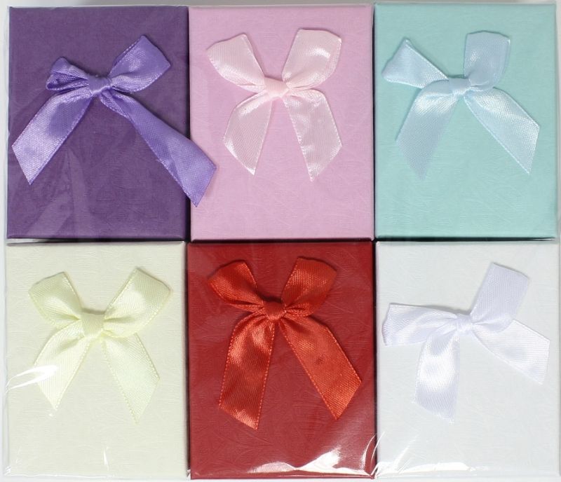 GIFT BOX FOR SET - 7x9x3cm - RIBBON 20 - MIX COLORS - PACKAGE 12pcs.