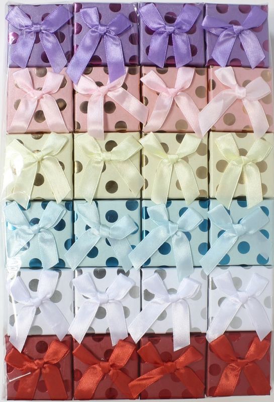 КУТИЯ ПОДАРЪЧНА ЗА ПРЪСТЕН - 5х5х3.5см - ПАНДЕЛКА 39 - МИКС ЦВЕТОВЕ - ПАКЕТ 24 бр.