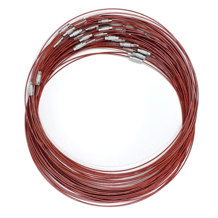 ВРЪЗКА СЪС ЗАКОПЧАЛКА - СТОМАНЕНА КОРДА 1мм - КОЛИЕ - 145мм ЧЕРВЕНО - 5 бр.