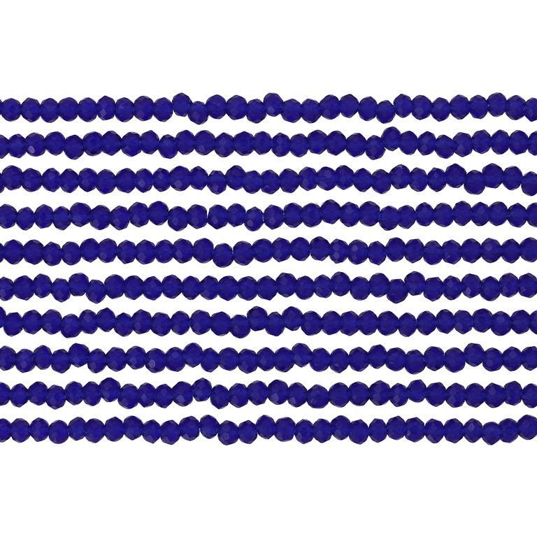 GLASS BEADS - FACETED RONDELLE CRYSTALS - 2.5x2mm - TRANSPARENT - BLUE (DARK) 005А - PACKAGE (10x166pcs.) Hole-0.8mm