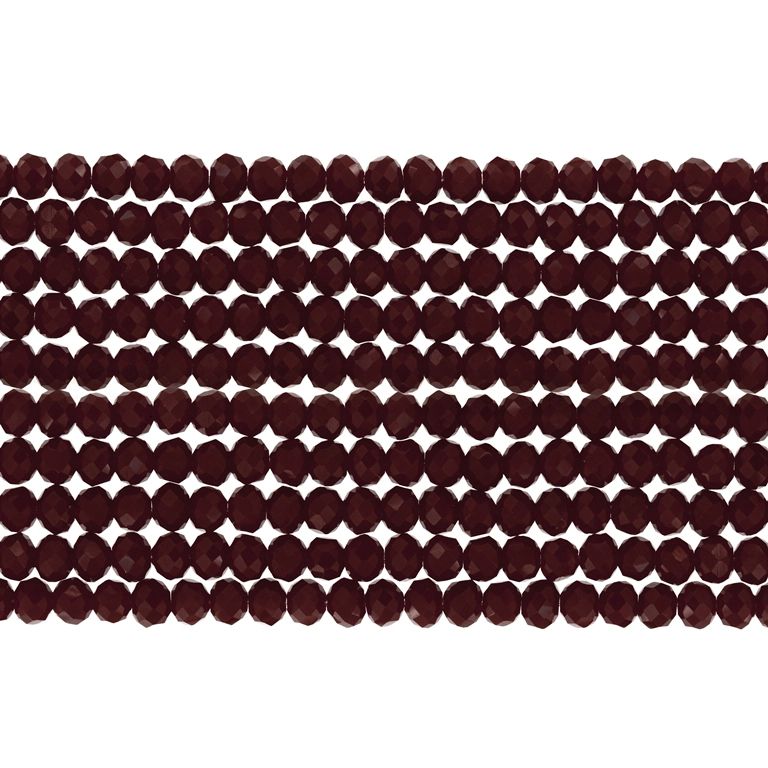 GLASS BEADS - FACETED RONDELLE CRYSTALS - 3x2mm - OPAQUE - BORDEAUX (DARK) 067А - PACKAGE (10x126pcs.) Hole-0.8mm