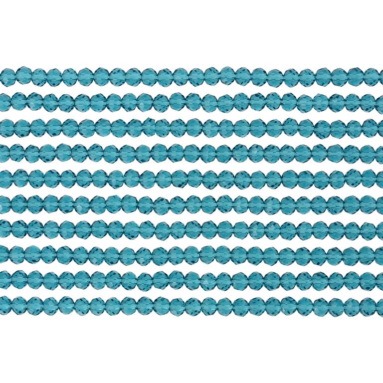 GLASS BEADS - FACETED RONDELLE CRYSTALS - 3x2mm - TRANSPARENT - TURQUOISE 022А - PACKAGE (10x126pcs.) Hole-0.8mm