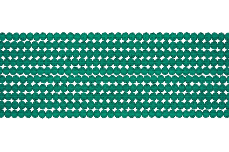 GLASS BEADS - FACETED RONDELLE CRYSTALS - 3x2mm - TRANSPARENT - TURQUOISE GREEN 023А - PACKAGE (10x126pcs.) Hole-0.8mm