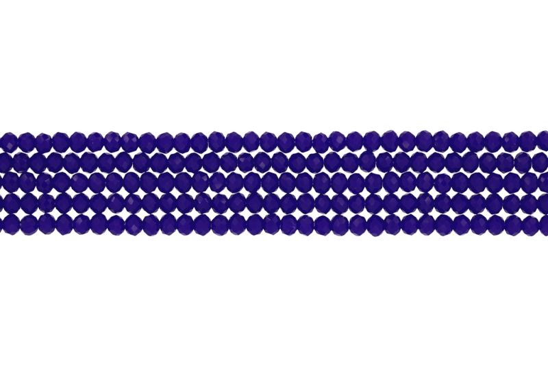 СТЪКЛЕНИ МЪНИСТА - КРИСТАЛИ - 4х3мм - ПЛЪТНИ - СИНЬО Т. 058А - (128 бр.) Отвор-1.0мм