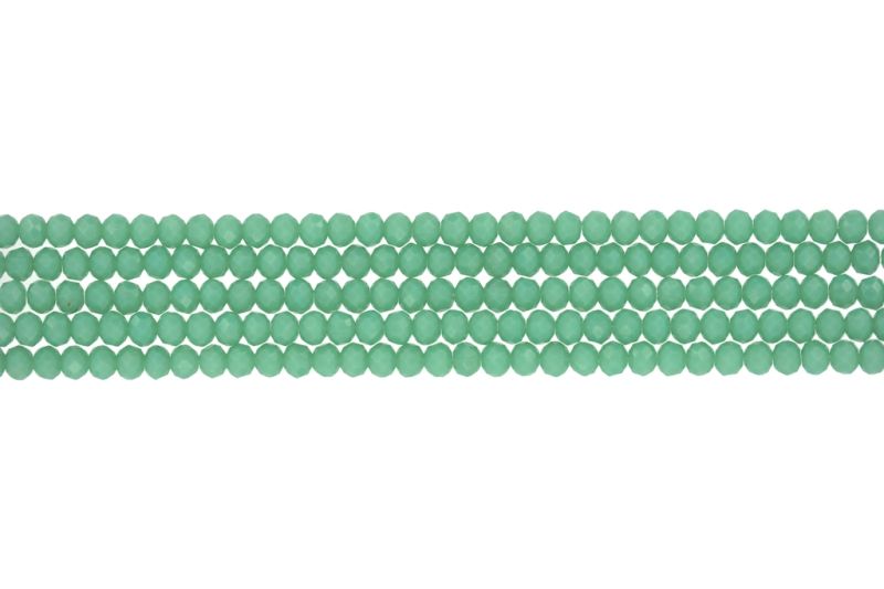 GLASS BEADS - FACETED RONDELLE CRYSTALS - 4x3mm - OPAQUE - TURQUOISE GREEN 055С - (128pcs.) Hole-1.0mm