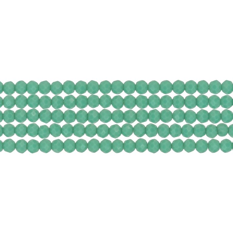 GLASS BEADS - FACETED RONDELLE CRYSTALS - 4x3mm - OPAQUE - TURQUOISE BLUE 054В - PACKAGE (5x128pcs.) Hole-1.0mm