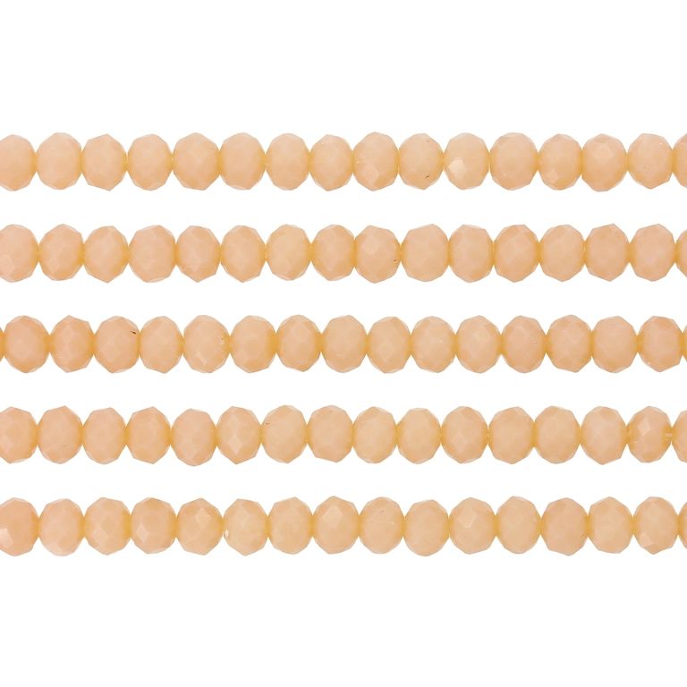 GLASS BEADS - FACETED RONDELLE CRYSTALS - 6x5mm - MILKY - CREAM (DARK) 131 - (88pcs.) Hole-1.2mm