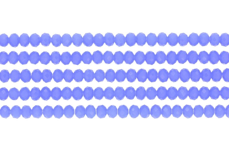 GLASS BEADS - FACETED RONDELLE CRYSTALS - 6x5mm - MILKY - BLUE 042В - (88pcs.) Hole-1.2mm
