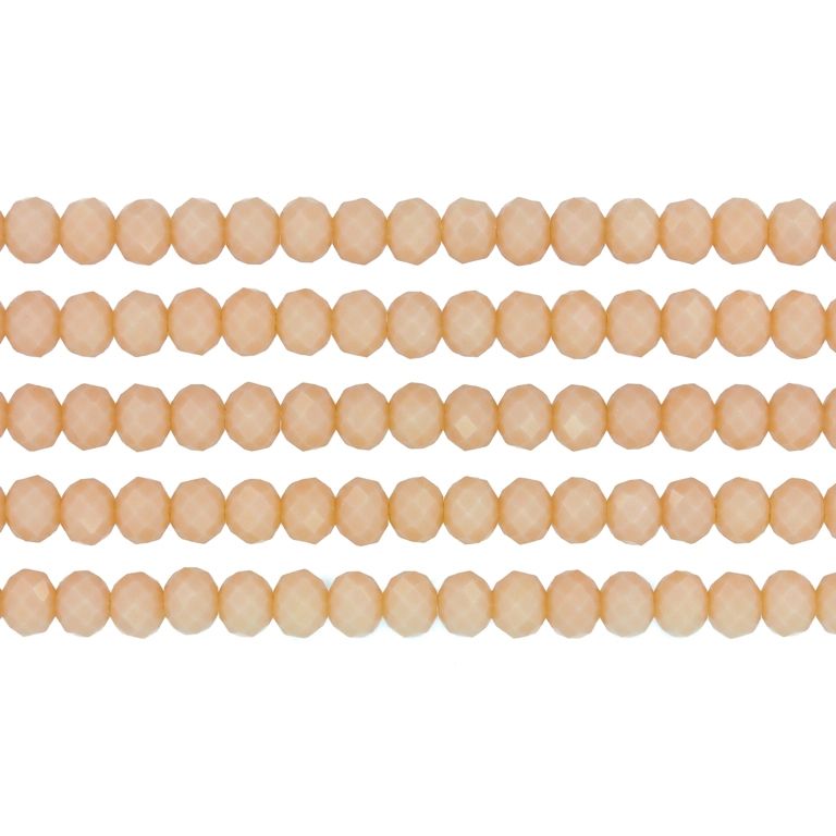 GLASS BEADS - FACETED RONDELLE CRYSTALS - 6x5mm - OPAQUE - CREAM 051В - (88pcs.) Hole-1.2mm