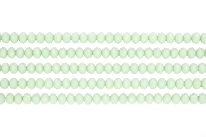 СТЪКЛЕНИ МЪНИСТА - КРИСТАЛИ - 6х5мм - ПЛЪТНИ - ЗЕЛЕНО СВ. 053В - ПАКЕТ (5х88 бр.) Отвор-1.2мм