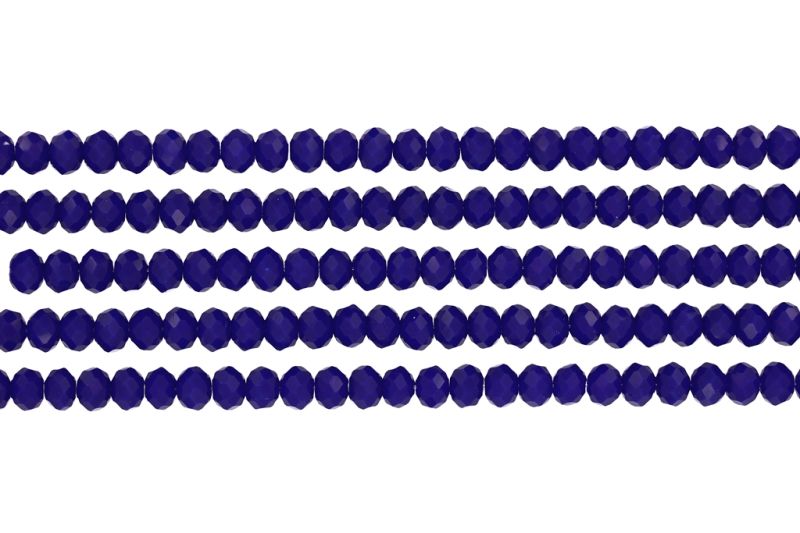 GLASS BEADS - FACETED RONDELLE CRYSTALS - 6x5mm - OPAQUE - BLUE (DARK) 058А - (88pcs.) Hole-1.2mm