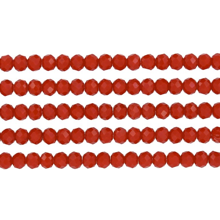 СТЪКЛЕНИ МЪНИСТА - КРИСТАЛИ - 6х5мм - ПЛЪТНИ - ЧЕРВЕНО СВ. 065В - (88 бр.) Отвор-1.2мм