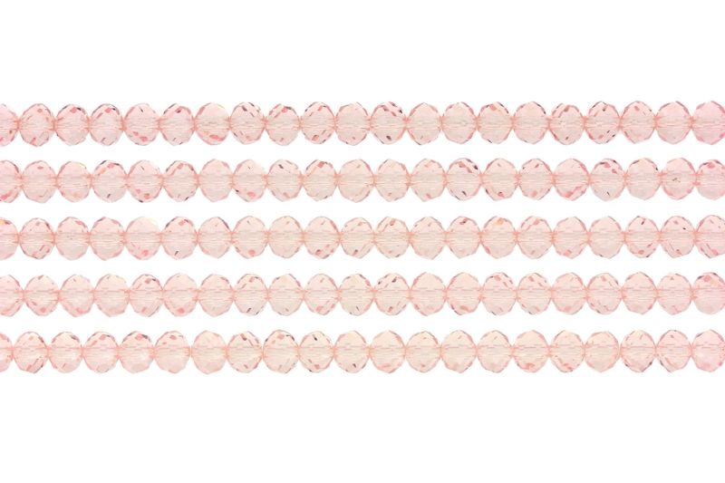 GLASS BEADS - FACETED RONDELLE CRYSTALS - 6x5mm - TRANSPARENT - PINK (LIGHT) 030 - PACKAGE (5x88pcs.) Hole-1.2mm