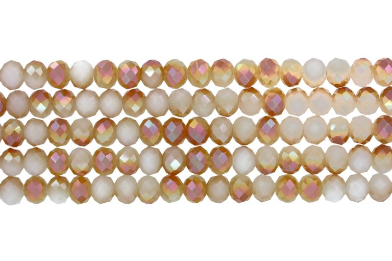 GLASS BEADS - FACETED RONDELLE CRYSTALS - 8x6mm - UV - BEIGE 076А - PACKAGE (5x66pcs.) Hole-1.5mm