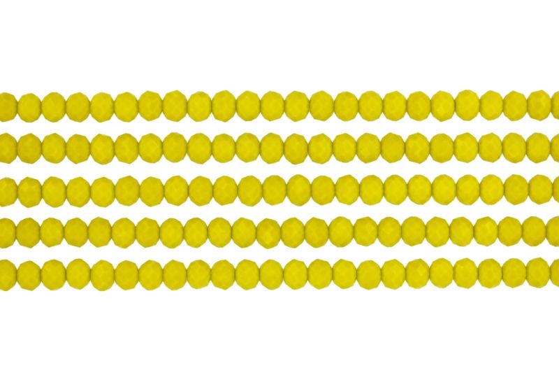 GLASS BEADS - FACETED RONDELLE CRYSTALS - 8x6mm - OPAQUE - YELLOW 063А - (66pcs.) Hole-1.5mm