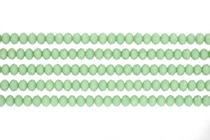 GLASS BEADS - FACETED RONDELLE CRYSTALS - 8x6mm - OPAQUE - GREEN (LIGHT) 053Е - PACKAGE (5x66pcs.) Hole-1.5mm