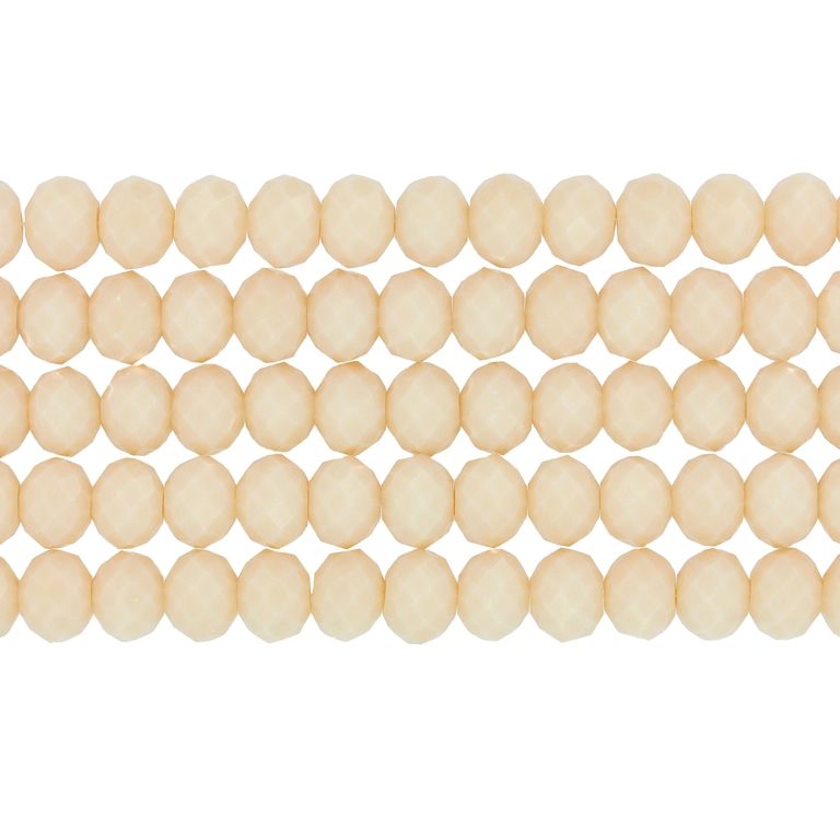 GLASS BEADS - FACETED RONDELLE CRYSTALS - 8x6mm - OPAQUE - CREAM 132 - (66pcs.) Hole-1.5mm