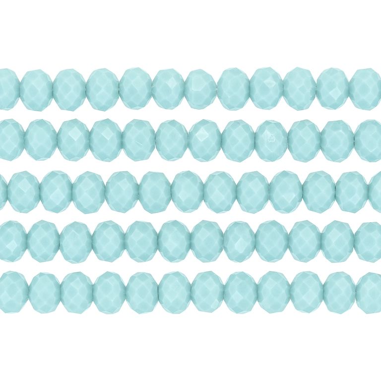 GLASS BEADS - FACETED RONDELLE CRYSTALS - 8x6mm - OPAQUE - TURQUOISE BLUE 054В - PACKAGE (5x66pcs.) Hole-1.5mm