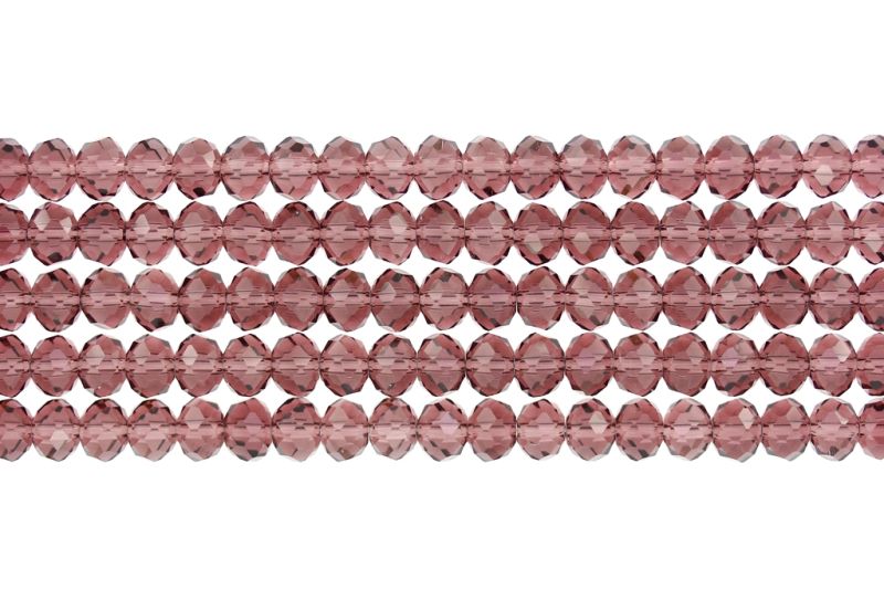 GLASS BEADS - FACETED RONDELLE CRYSTALS - 8x6mm - TRANSPARENT - PURPLE 012 - (66pcs.) Hole-1.5mm
