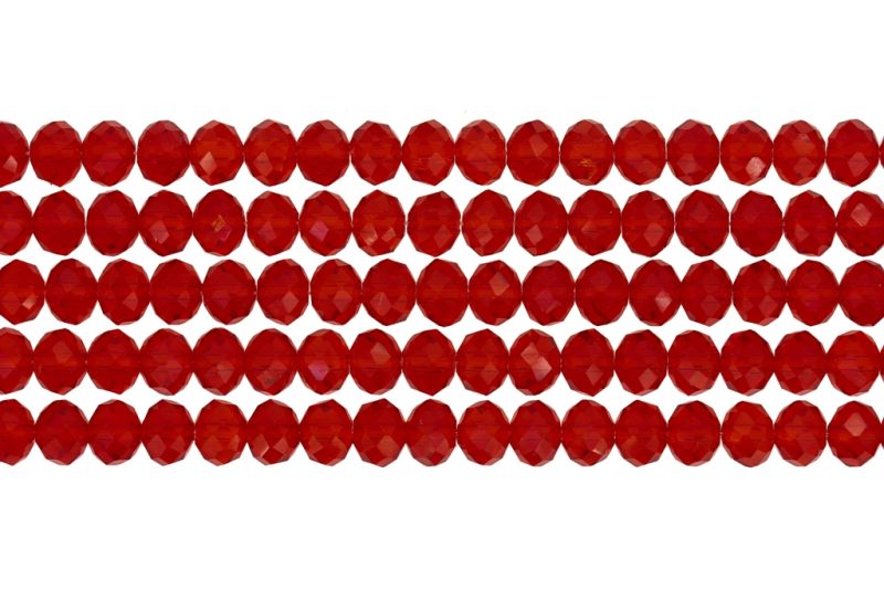 GLASS BEADS - FACETED RONDELLE CRYSTALS - 8x6mm - TRANSPARENT - RED 033А - PACKAGE (5x66pcs.) Hole-1.5mm