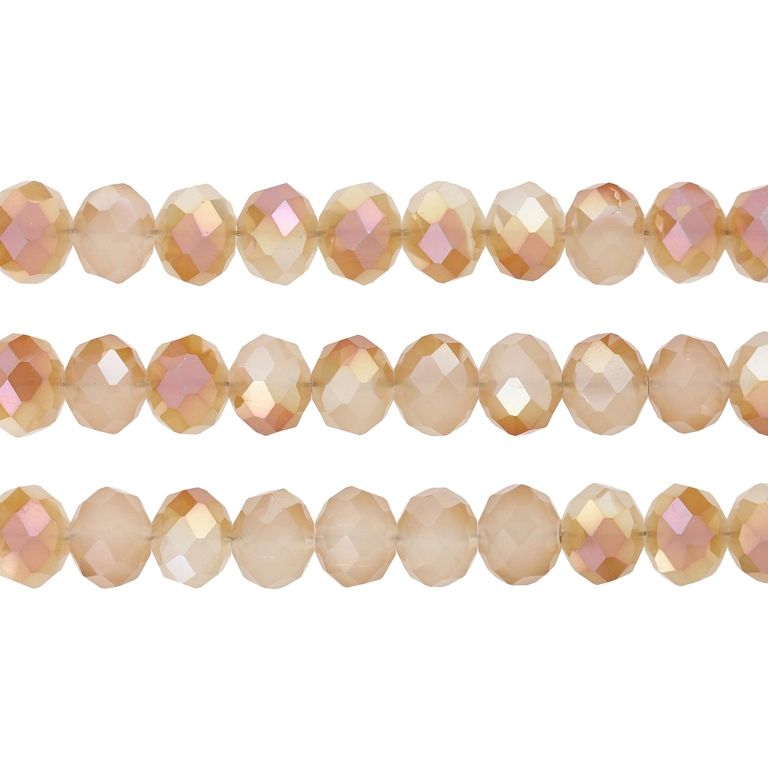 GLASS BEADS - FACETED RONDELLE CRYSTALS - 10x8mm - UV - BEIGE 076А - (70pcs.) Hole-1.5mm