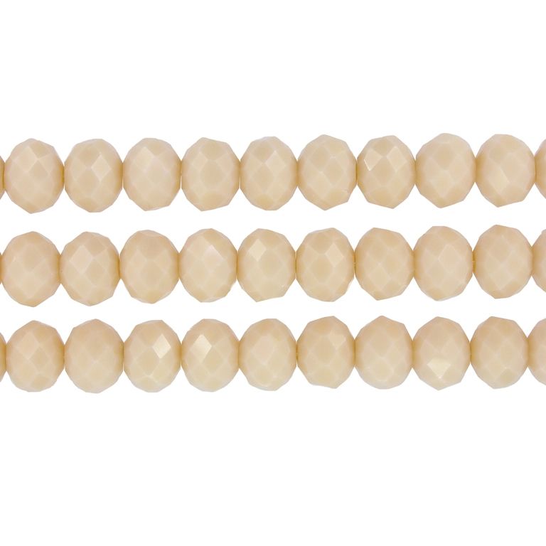 GLASS BEADS - FACETED RONDELLE CRYSTALS - 10x8mm - OPAQUE - CREAM 132 - PACKAGE (3x70pcs.) Hole-1.5mm