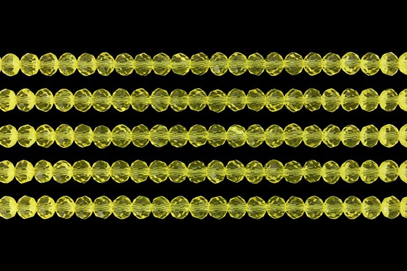 GLASS BEADS - FACETED RONDELLE CRYSTALS - 6x5mm - TRANSPARENT - YELLOW 029А - (88pcs.) Hole-1.2mm