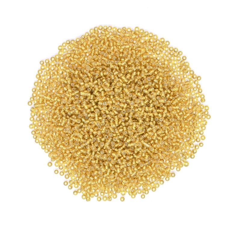 СТЪКЛЕНИ МЪНИСТА СИНЦИ - ТОПЧЕ 2мм - СРЕБРИСТА НИШКА - ЗЛАТИСТО СВ. 22AN - ПАКЕТ 450 гр. Отвор-0.8мм