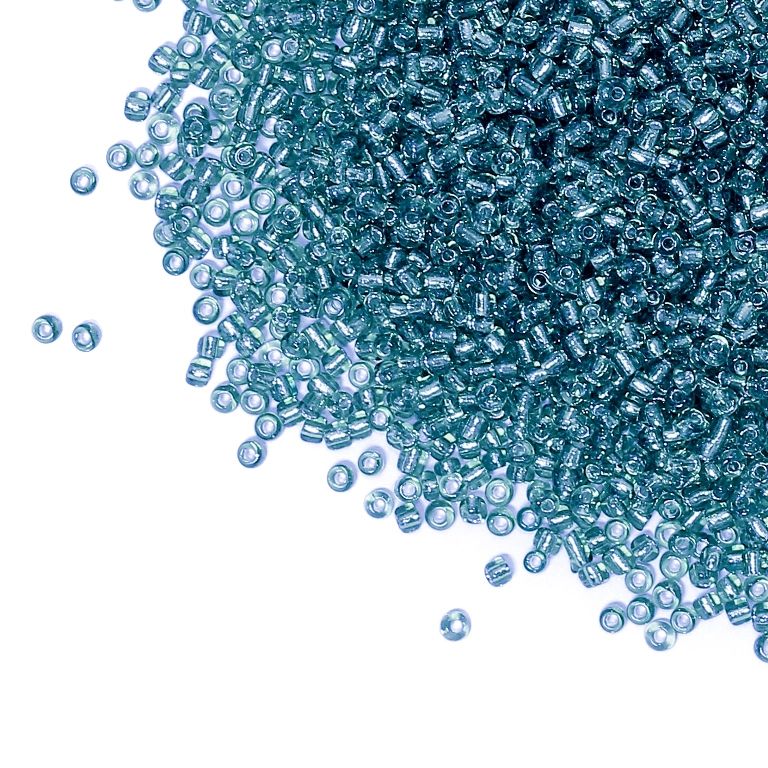 СТЪКЛЕНИ МЪНИСТА СИНЦИ - ТОПЧЕ 2мм - СРЕБРИСТА НИШКА - СИНЬО СВ. 23N - 50 гр. Отвор-0.8мм