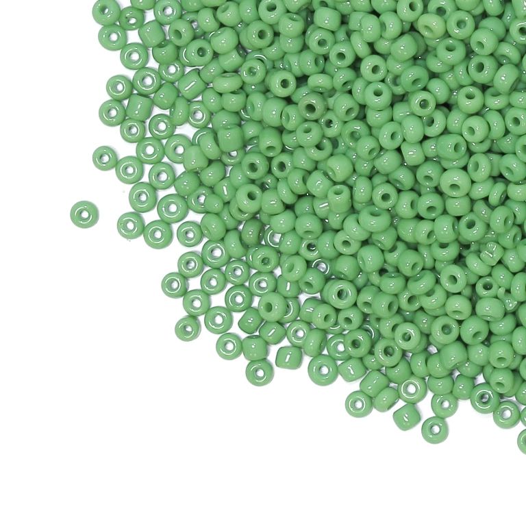 GLASS SEED BEADS - BALL 3mm - THICK - GREEN 6GQ - 50g Hole-1.0mm