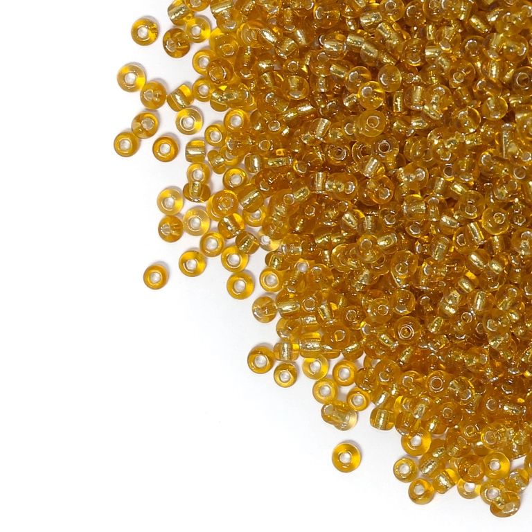 GLASS SEED BEADS - BALL 3mm - SILVER THREAD - BROWN (LIGHT) 22С - 50g Hole-1.0mm