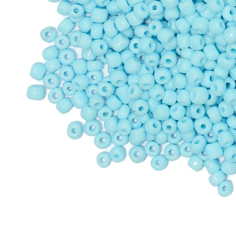 СТЪКЛЕНИ МЪНИСТА СИНЦИ - ТОПЧЕ 4мм - ПЛЪТНИ - СИНЬО СВ. 2IS - 50 гр. Отвор-1.5мм