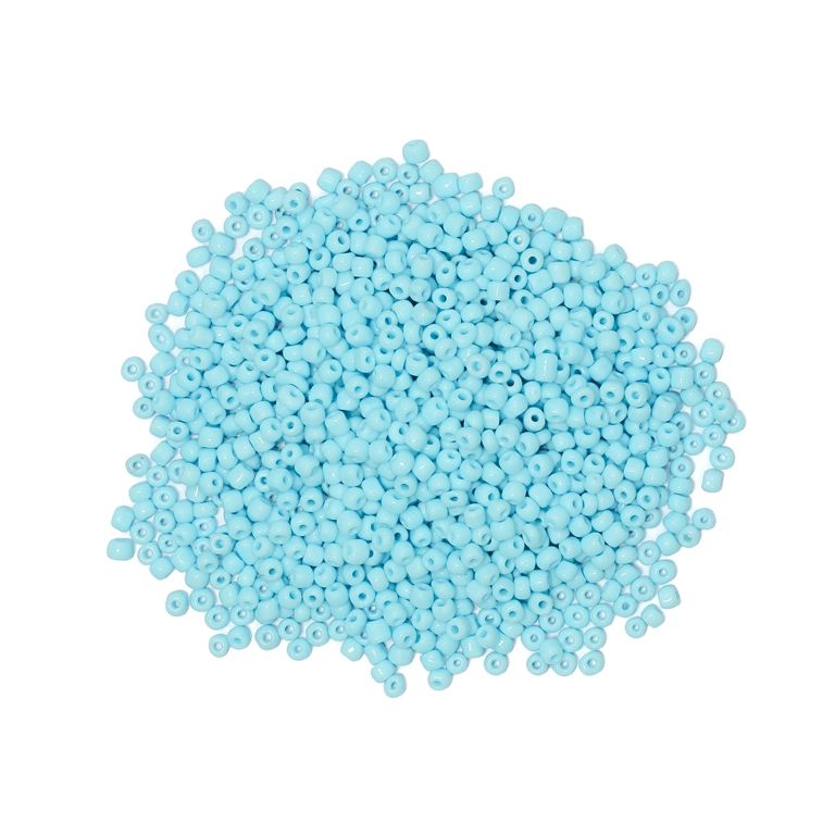 GLASS SEED BEADS - BALL 4mm - THICK - BLUE (LIGHT) 2IS - PACKAGE 450g Hole-1.5mm