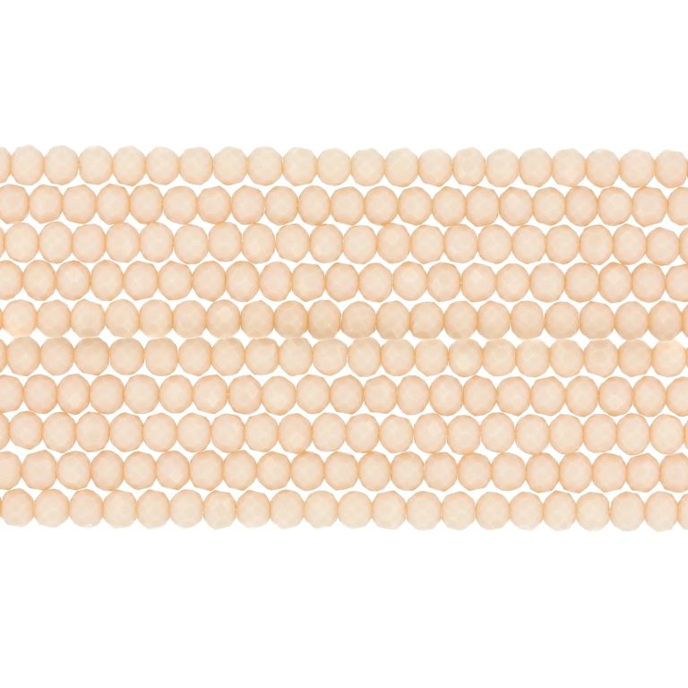 СТЪКЛЕНИ МЪНИСТА - КРИСТАЛИ - 3х2мм - ПЛЪТНИ - КРЕМАВО СВ. 050 - НАНИЗ (126 бр.) Отвор-0.8мм