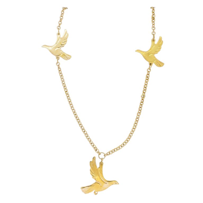  JEWELRY - NECKLACE - BRASS - BIRDS K149 - 2.6x2.6cm ROSE GOLD - 1pc.