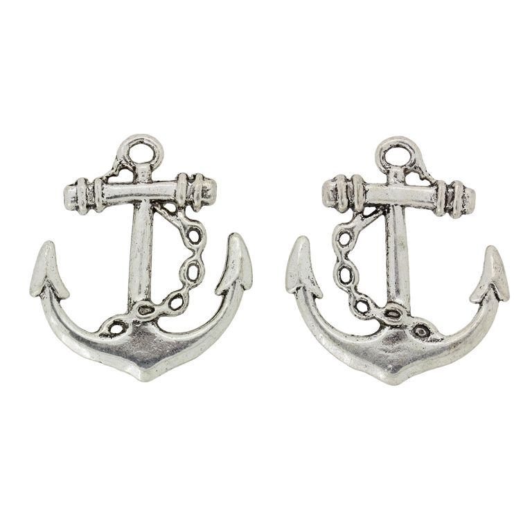 МЕТАЛНИ МЪНИСТА - ВИСУЛКА - КОТВА 11 - 24х27х2мм НИКЕЛ - 3 бр. Отвор-2.5мм