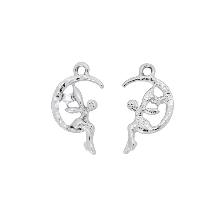 МЕТАЛНИ МЪНИСТА - ВИСУЛКА - ФЕЯ 07 - 14х25х2мм СРЕБРИСТО - ПАКЕТ 20 бр. Отвор-1.8мм