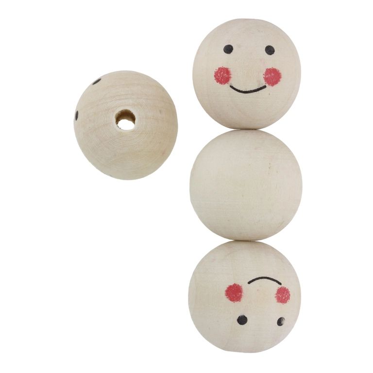 ДЪРВЕНИ МЪНИСТА - ТОПЧЕ С УСМИВКА 07 - 35мм НАТУРАЛНО - 1 бр. Отвор-6.5мм