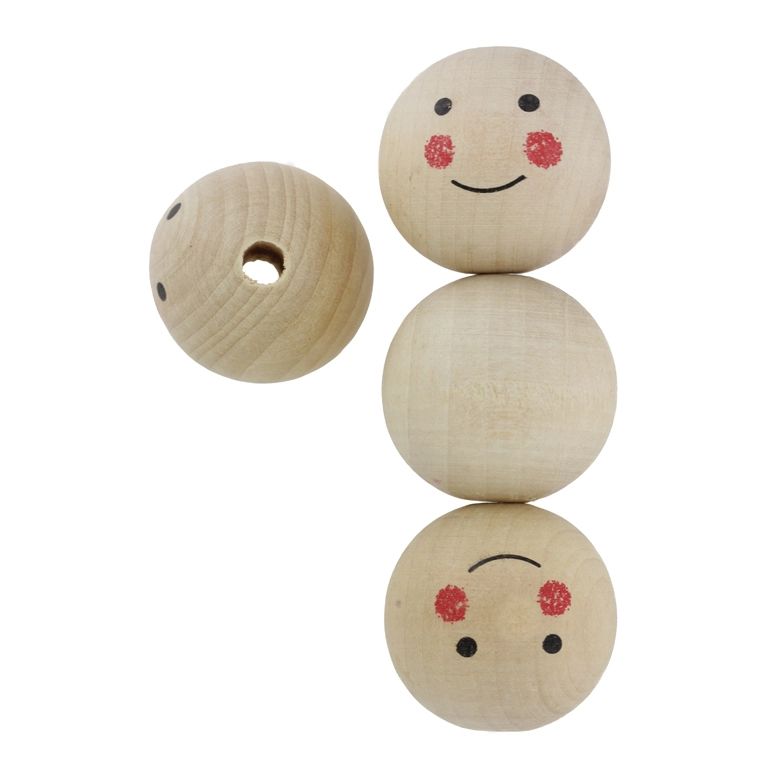 ДЪРВЕНИ МЪНИСТА - ТОПЧЕ С УСМИВКА 01 - 35мм НАТУРАЛНО Т. - ПАКЕТ 10 бр. Отвор-6.5мм