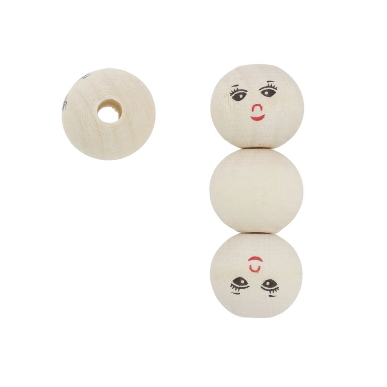 ДЪРВЕНИ МЪНИСТА - ТОПЧЕ С УСМИВКА 04 - 20мм НАТУРАЛНО - 10 бр. Отвор-4.5мм